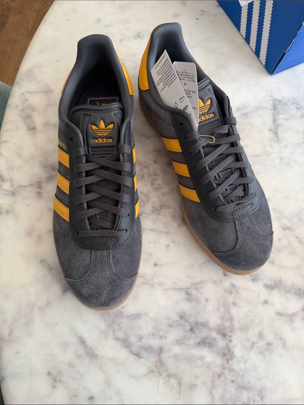 adidas Manchester United Grey and Yellow Suede Sneakers - Picture 3 of 7